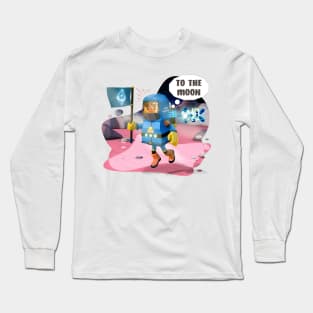 Blue spacesuit to the moon. Neo Long Sleeve T-Shirt
